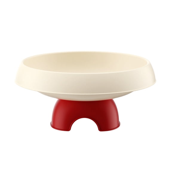 Elevated Fruit Bowl – Tall Pedestal Snack & Nut Serving Dish for Coffee Table, Living Room Decor, Red or White Plastic Tray with Black Base