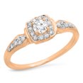 thumbnail image 1 of 0.45 Carat (ctw) 10K Rose Gold Round White Diamond Ladies Halo Style Bridal Engagement Ring 1/2 CT, 1 of 1