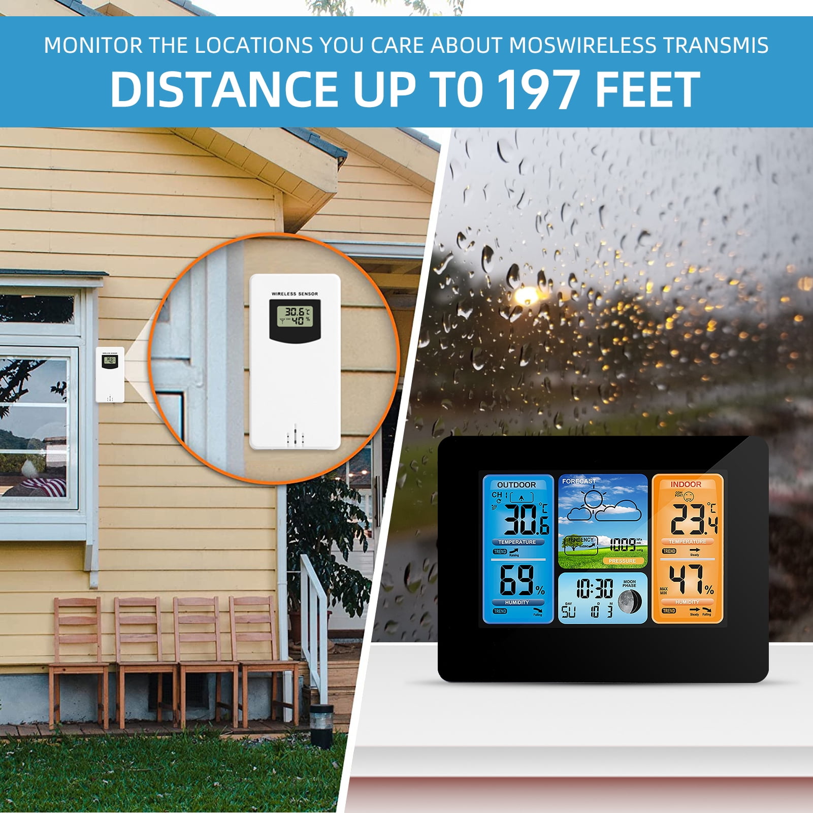Meteorological clock,Indoor Thermometer With Clock Temperature Meter Weather Station Precision Temperature Display Weather Barometer Clock Usb197ft 60m Ideal Weather Conditions