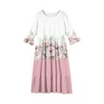 thumbnail image 4 of Inglocry Girls Floral Maxi Dress, Flower Printed Short Sleeves Dress with Pockets Summer Long Holiday Dress Pink 13-14Year, 4 of 4