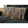 thumbnail image 2 of Ambesonne Birthday Throw Pillow Cover 4 Pack, Wooden Printing Blocks, 24", Pale Brown Dark Blue, 2 of 6