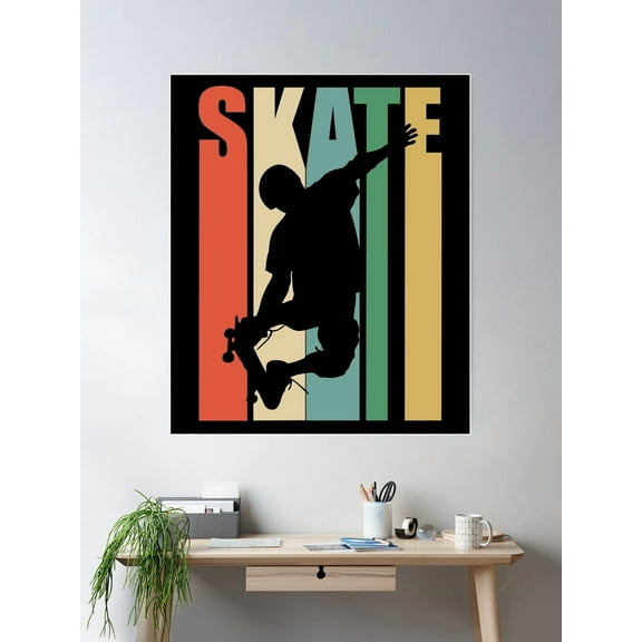 Miluva Skateboarding Retro Vintage Poster Wall Art, Modern Wall Decor For Living Room Bedroom, 8x12 UNFRAMED