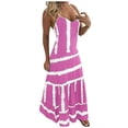 thumbnail image 1 of Robe Longue Boho pour Femmes à Bretelles Spaghetti Sans Manches à Rayures Imprimées d'Été Décontractée Longue, 1 of 5