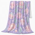 thumbnail image 2 of Sleeping Axolotls Nestled In Pastel Ocean Shells, Cozy Flannel Blanket with Pastel Kawaii Illustration Print, Housewarming Gift for Axolotl art enthusiasts, Home Decor for Bedroom and Living Room, 2 of 7