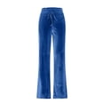 thumbnail image 7 of Velvet Pants Women 2026 Elastic Waist Straight Leg Flared Dressy Casual Bodycon Pants Trousers, 7 of 7