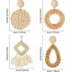 thumbnail image 2 of 4 pares de aretes de ratán, aretes bohemios tejidos con borlas geométricas livianas, aretes colgantes de aro trenzado de mimbre de paja hechos a mano para mujeres y niñas (st, 2 of 5