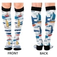 thumbnail image 4 of FORMRS Womens Knee High Socks Casual Long Thick Travel Daily Wear, 1 Pair, Dark Blue Hand Drawn Sailboats, 4 of 6