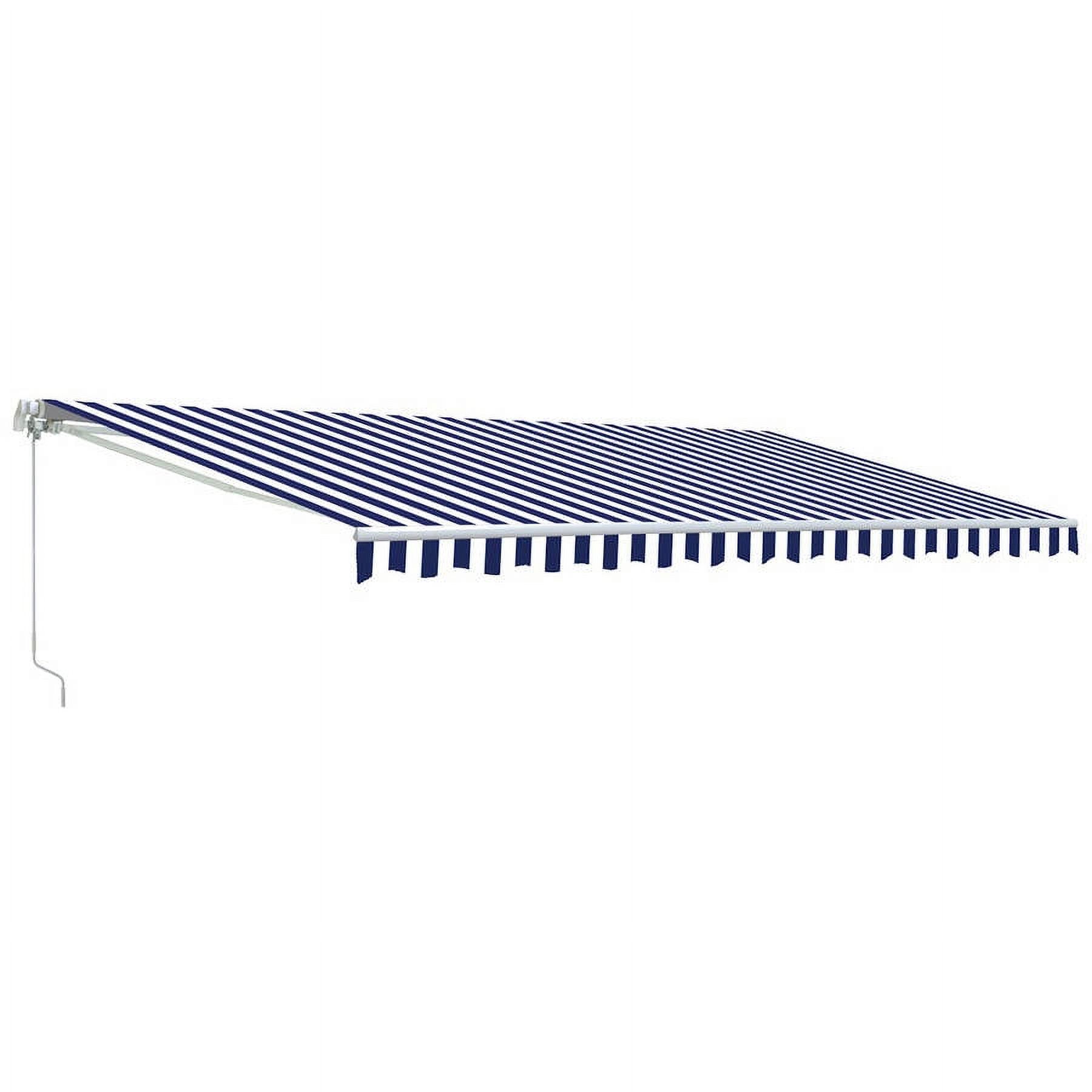 ALEKO 16' x 10' Retractable Motorized Patio Awning, Blue and White Striped Color
