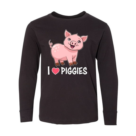 Inktastic I Love Piggies Cute Pig Long Sleeve Youth T-Shirt