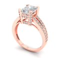 thumbnail image 2 of 2.45 ctw Solitaire with Zirconia Diamond Accents Anniversary Ring for Women | Emerald Cut White Sapphire | Hyperallergenic Solid 14K Rose Gold, 2 of 5