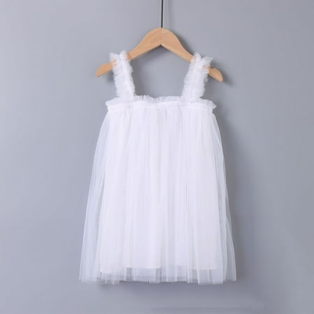 

Hunpta Kids Girls Solid Summer Sleeveless Beach Tutu Dress Casual Layered Tulle Dress Princess Birthday Party Beach Dress 1-6Y