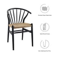 thumbnail image 3 of Modway Flourish 18.5" Wood and Rope Dining Side Chair in Black, 3 of 6