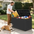 thumbnail image 3 of Enyopro 90 Gallon Deck Box, Organization and Storage Box for Patio Furniture Outdoor Cushions, Throw Pillows, Garden Tools and Pool Toys, Black, 3 of 9