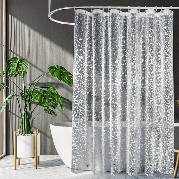 Waterproof Shower Curtain Liner 8G EVA Thick Shower Curtain with Heavy Duty 3 Bottom Magnets, Shower Liner for Shower Stall, Bathtubs, 3D Pebble Pattern, 72 x 72,12 Hooks