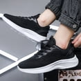 thumbnail image 4 of Heather Black Flyknit Lace-Up Curved White Platform Running Sneakers, 4 of 5