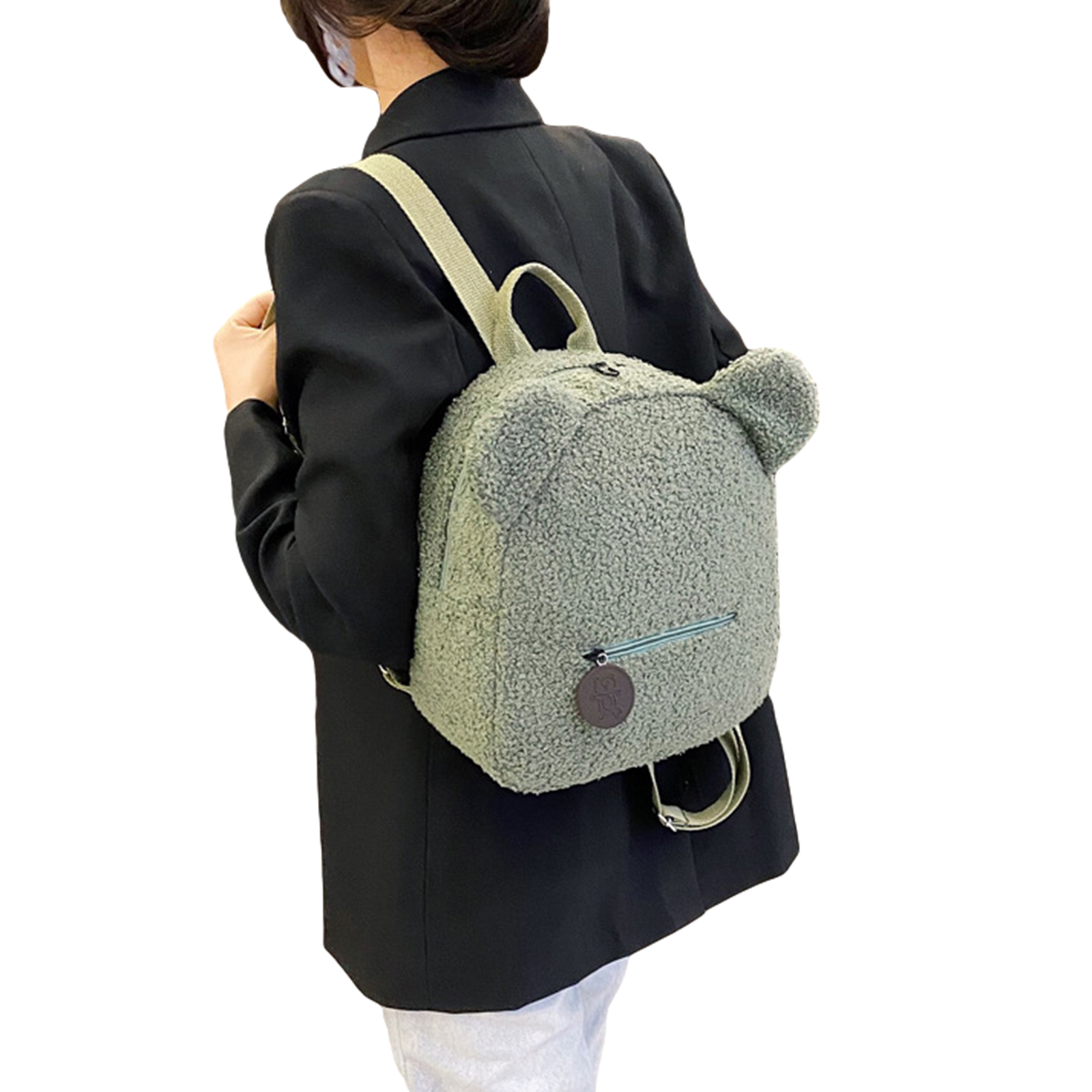 Multitrust Women Girls Cute Bear Ear Fleece Solid Color Small Backpack Daypack - image 4 of 4
