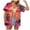 Hot Pink, variant on TOWMUS Women Hawaii Shirts Casual Versatile Tropic Floral Print Lapel V Neck Summer Button Up T-Shirt Short Sleeved Shirt
