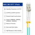 thumbnail image 4 of FLYPROFiber Cable de conexión de fibra LC a LC OM3 3M/10 pies Opciones de longitud: 0,2 m-200 m 10 GB Cable de fibra óptica dúplex LC-LC 50/125um multimodo LSZH-3 metros (10 pies) paquete de 4, 4 of 5