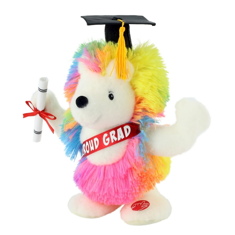 NEW - Way To Celebrate Graduation 9 Singing Unicorn Plush Animal