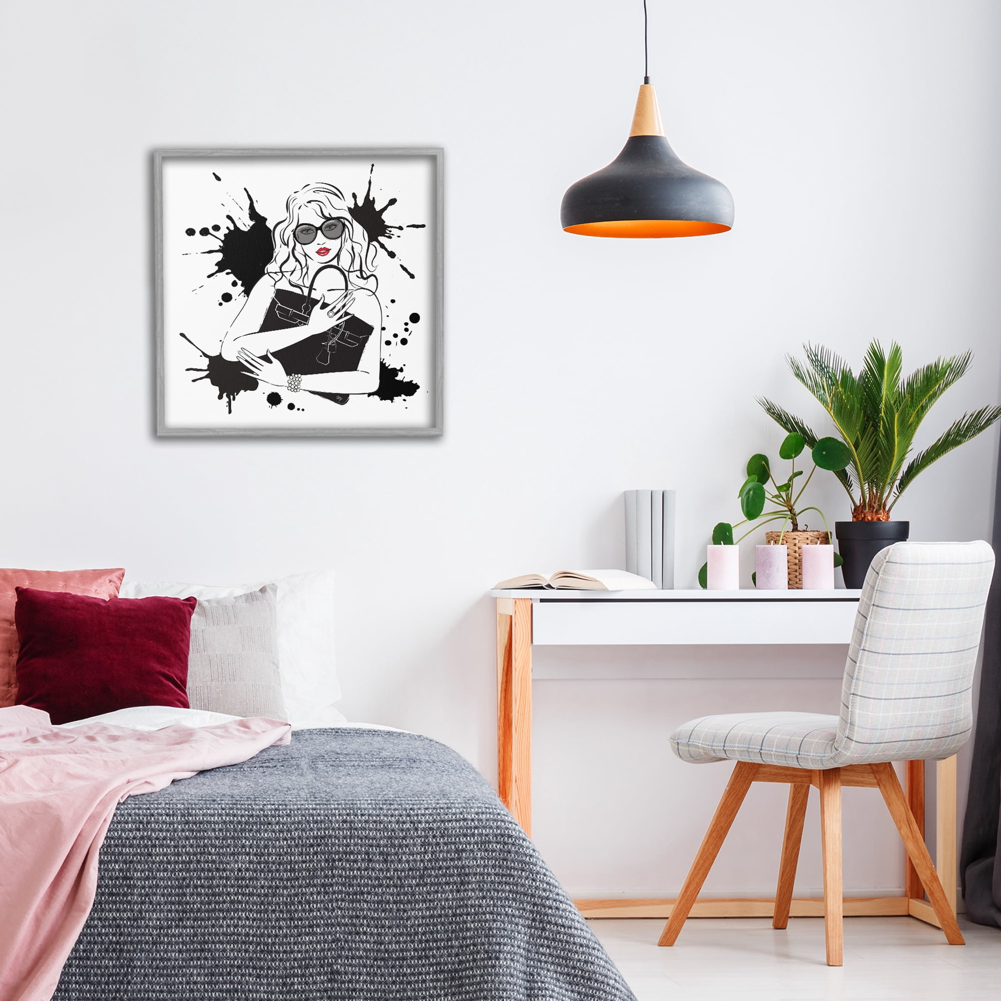 Stupell Industries Black Bag Elegance & Glamour Gray Framed Giclee Art, design by Martina Pavlova
