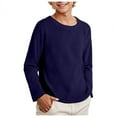 thumbnail image 3 of Ketyyh-chn99 Toddler Boys' Long Sleeve Shirts Boys Long Sleeve Crew Neck T-Shirt Soft Cotton Size for 5-6 Years,Navy, 3 of 6