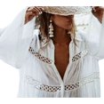 thumbnail image 5 of Blusa de playa de manga acampanada estilo camisa hueca Eccomum Blanca M, 5 of 5