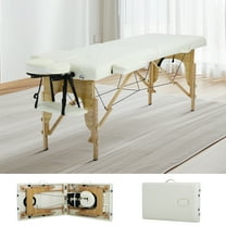 Dkelincs Portable Massage Table Folding Lash Bed 73"L Adjustable Massage Bed with Face Cradle & Carry Case, 350 lbs Capacity for Esthetician Beauty Tattoo Spa, Cream