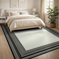 thumbnail image 3 of ODIKA 8'x10' Washable Area Rug Non-Shedding, Easy Care, Lettered Border Design With Modern Farmhouse Stripe Accents Entry Welcome for King Size Bedroom Under Bed, Master Suite, 3 of 7