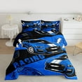 thumbnail image 2 of Homewish Racing Car Queen Comforter Set,Speed Extrame Sport Bedding Sets,Blue Black Bedding Comforter Set For Kids,Microfiber Bedroom Decor Reversible,3-Piece, 2 of 8
