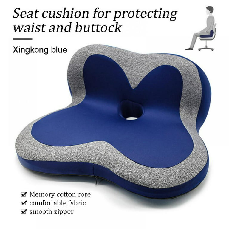 Seat Cushions,Memory Foam Tailbone Sitting Pad Contoured Posture  Corrector,Slow Rebound Cushion for Sciatica Coccyx Back Pain Relief Pad,Office  Chair(Blue) 