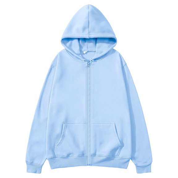SYMOID Big & Tall Men's 3XL Light Blue Zip-Up Hoodie | 100% Polyester, Kangaroo Pocket, Ribbed Cuffs/Hem, Cozy Casual for Layering & Daily Wear