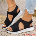 thumbnail image 4 of Womens Wedge Chunky Platform Sandals Firm Knit Upper Memory Foam Shoes Lightweight Summer Athletic Walking Sneakers Black Size 8.5, 4 of 7