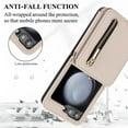 thumbnail image 2 of Crossbody for Samsung Galaxy Z Flip 6 Luxury Zipper Wallet Phone Case, Multi-Function Kickstand Card Holder Adjustable Crossbody Strap, Fashion Flip Premium PU Leather Case,Apricot, 2 of 8