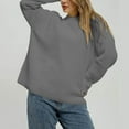 thumbnail image 5 of Women's Cable Knit Sweater Oversized Crew neck Long Lantern Sleeve Pullover Top for Fall & Winter Gray L, 5 of 5