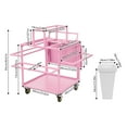 thumbnail image 3 of 6 Tiers Flower Display Stand Rolling Flower Display Rack Flower Display Stand with 18 Buckets(Pink), 3 of 19