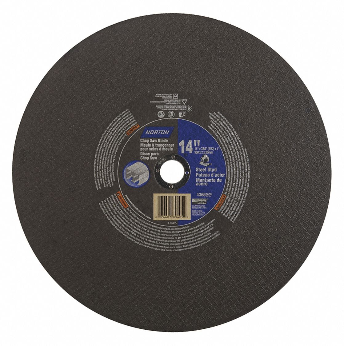 Norton Abrasives CutOff Wheel,Metal,14"x7/64"x1",4365rpm 07660789405