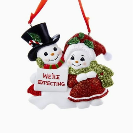 Expecting Mother Ornament Snowcouple We’re Expecting Resin Family of 2 Christmas Ornament for Personalization ()