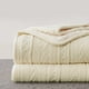 thumbnail image 1 of Manta Longhui para ropa de cama tejida con cable, color sherpa, color crema, 150 x 200 cm, 1 of 9