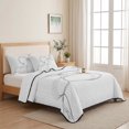 thumbnail image 5 of Twin XL Quilt Set 68''x98'', Modern White Lightweight Summer Bedspread Coverlet Set with 2 Pillow Shams, Minimalist Abstract Ribbon A Sketch Rt Breathable All Season Quilt Bedding for Dorm/Guest Room, 5 of 9