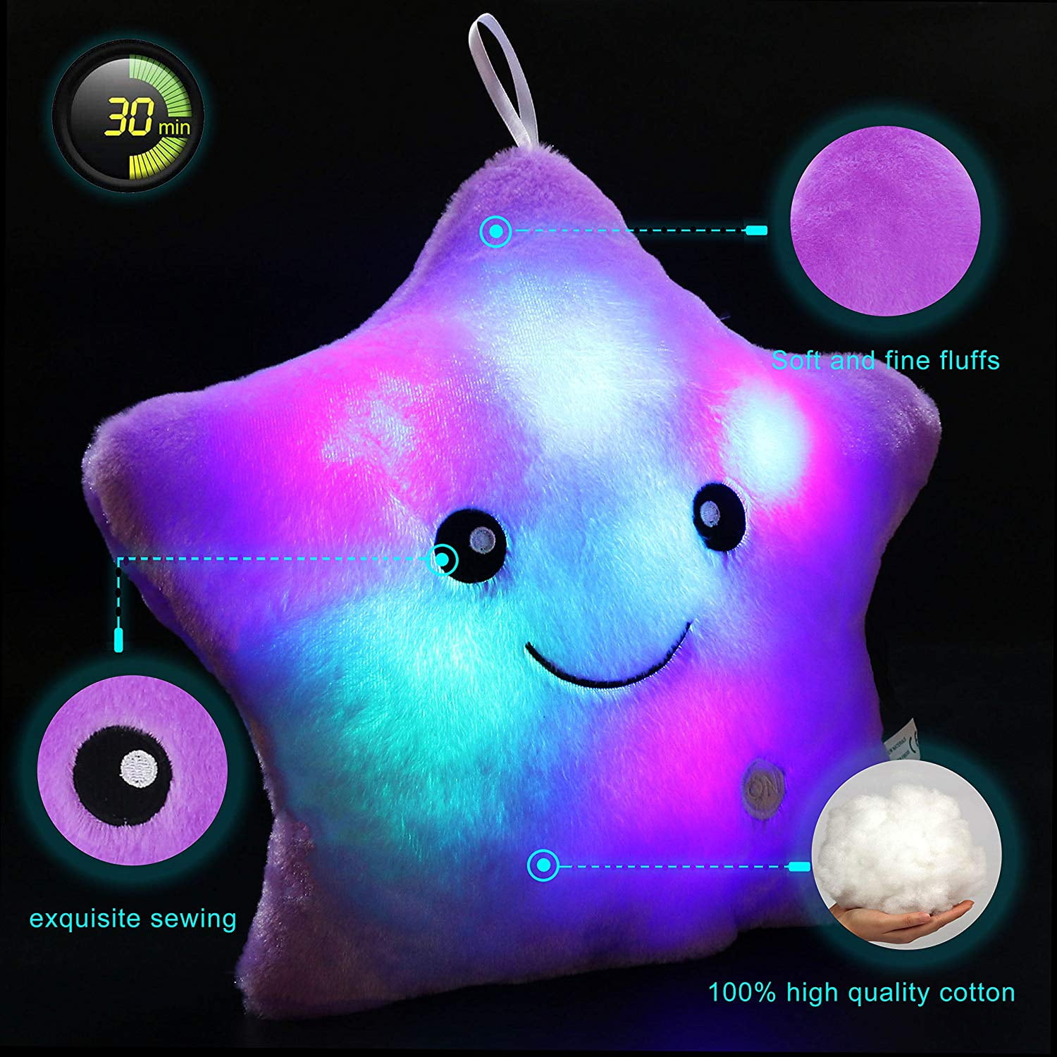 Glowing star pillow hot sale