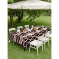 thumbnail image 4 of Outdoor Tablecloth with Umbrella Hole for Patio/Picnic/Party/Camping, Ombre Brown Waterproof Table Cloth Rectangle Table Cover Washable, Modern Abstract Waves Morocco Striped (60"x 102"), 4 of 8