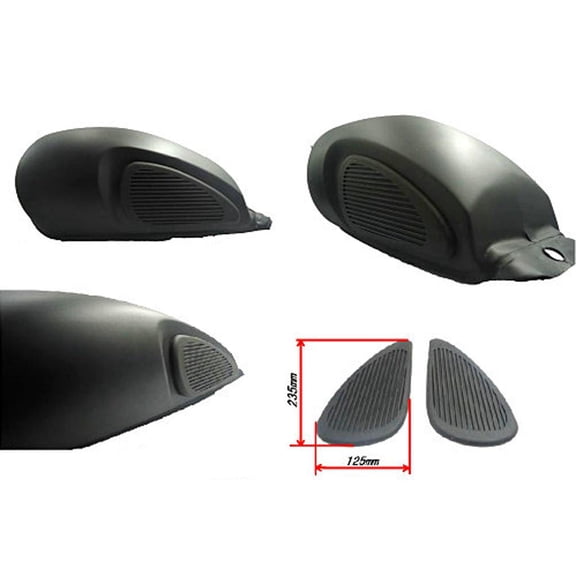 2 Pack Rubber Side knee hold and Gas Cover Decal slip Stickers for Motorcycle Motorbikes (Black)
