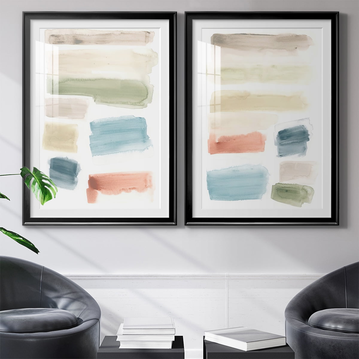 Wexford Home Watercolor Swatches I Premium Framed Print, 18.5" x 24.5" - Ready to Hang, Black (Set of 2)
