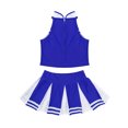thumbnail image 4 of Yartina Kids Girls Cheerleading Uniform Outfits Sleeveless Zippered Top with Pleated Skirt Set Blue&White 12, 4 of 7