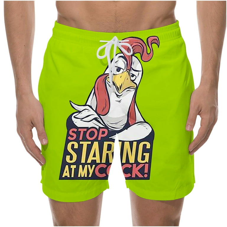 ZCFZJW Men Swimming Trunks Drawstring Elastic Waist Shorts Funny 