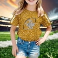 thumbnail image 2 of OOOUM Toddler Girls Short Sleeve T-Shirt Regular Crewneck Glitter Print Tops Modest Fashionable Summer Tees Gold 3-4 Years, 2 of 4