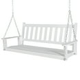 thumbnail image 6 of VEIKOUS 2-Seat Outdoor Porch Swing, Hanging Wooden Glider w/Hanging Chains for Patio, Backyard & Garden, White, 6 of 9