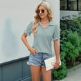 thumbnail image 5 of Womens Dressy Casual Blouses Shirts Lapel Neck Business Casual Summer Tops Dark Green S, 5 of 9