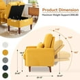 thumbnail image 6 of DREAMSIDEA Accent Chair with Storage Ottoman, Adjustable Backrest Lounge Chair with Footrest, Corduroy Reading Chair with Pillow and Side Pockets for Living Room & Bedroom-Yellow, 6 of 6