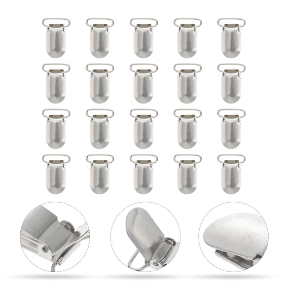 ROSENICE 20pcs 20mm Pacifier Clips with Strap Hooks and Suspenders